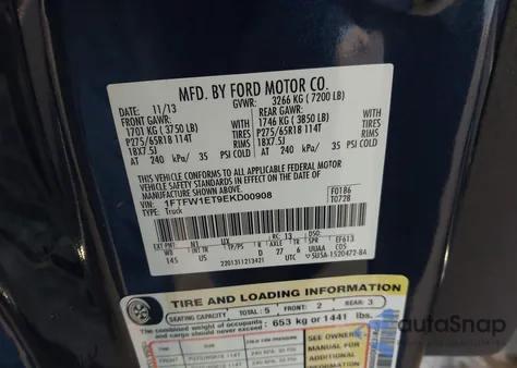 2014 Ford F-150 Xlt from USA, damaged, VIN 1FTFW1ET9EKD00908
